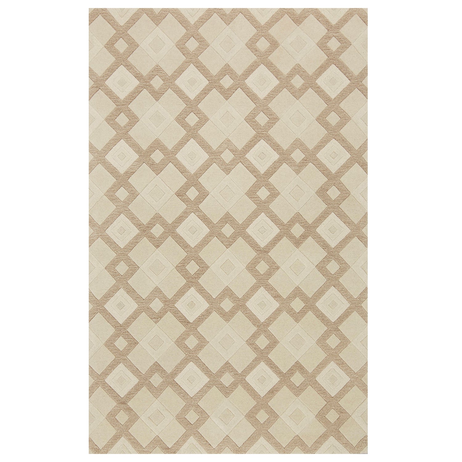 8' X 11' Ivory Wool Geometric Hand Tufted Area Rug