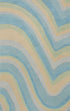 5'X8' Ocean Blue Beige Hand Tufted Abstract Waves Indoor Area Rug