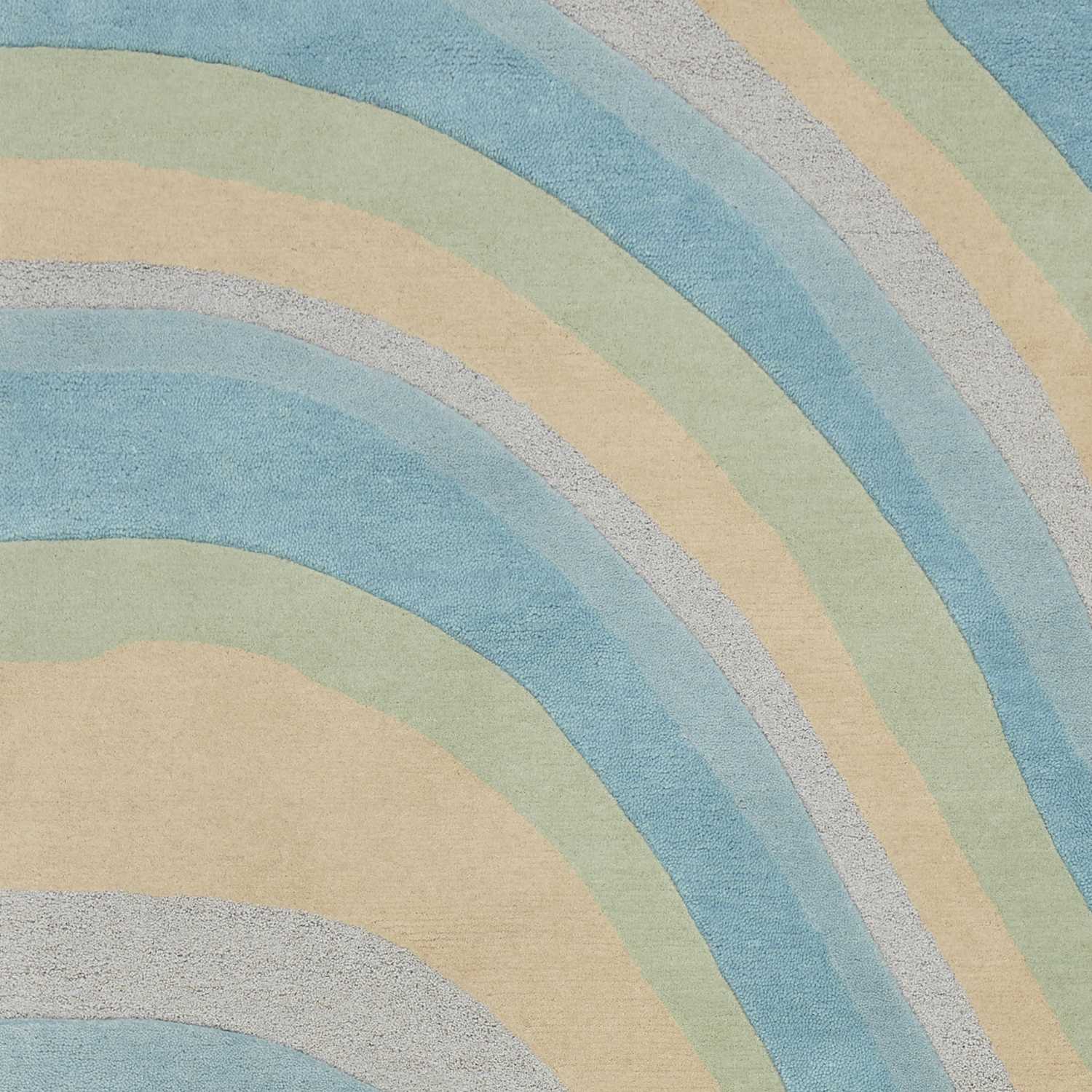 5'X8' Ocean Blue Beige Hand Tufted Abstract Waves Indoor Area Rug