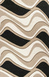 3' X 5' Black Or Beige Abstract Waves Wool Area Rug