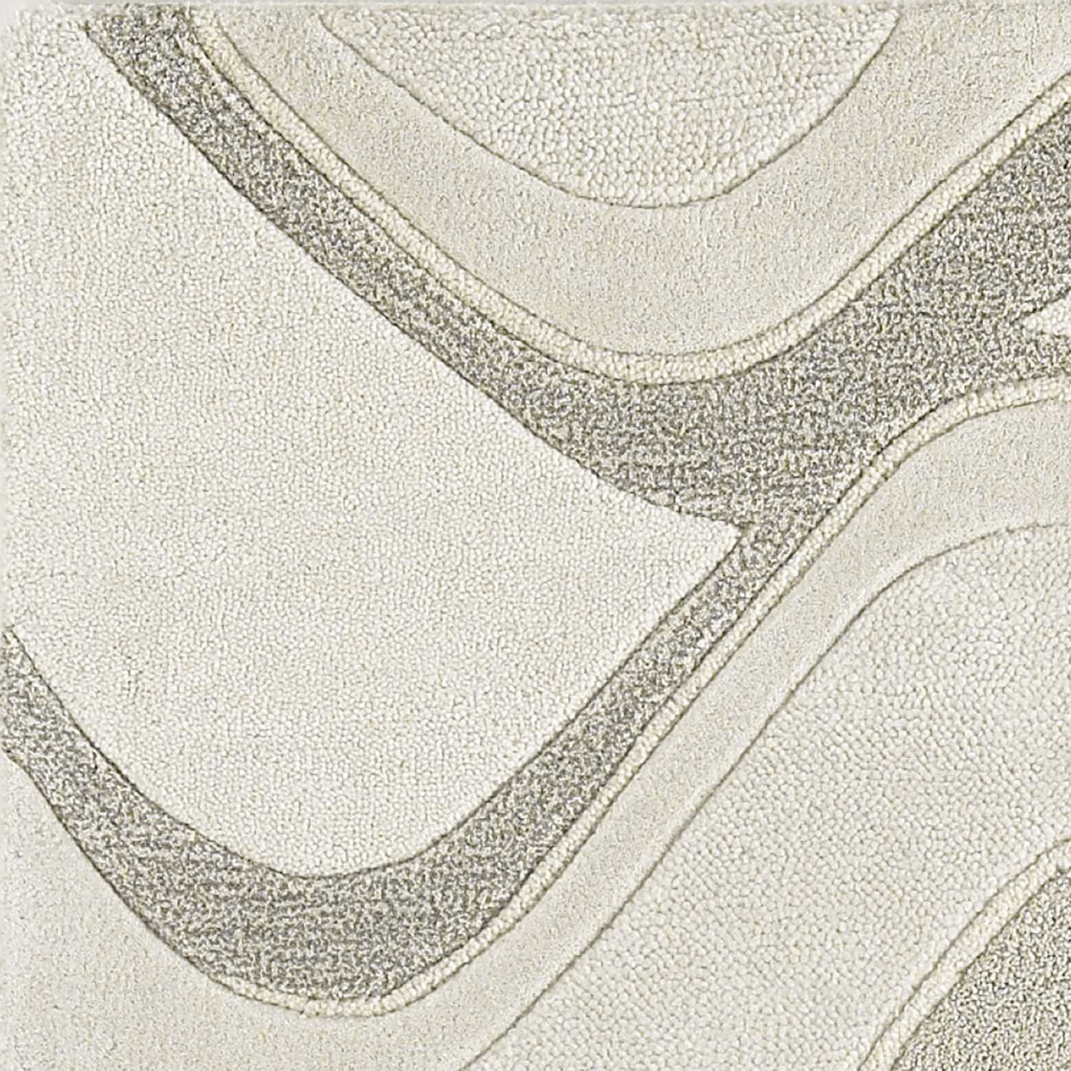 2' X 7' Ivory Abstract Waves Wool Runner Rug