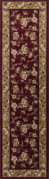 5' X 8' Red Or Beige Floral Bordered Area Rug