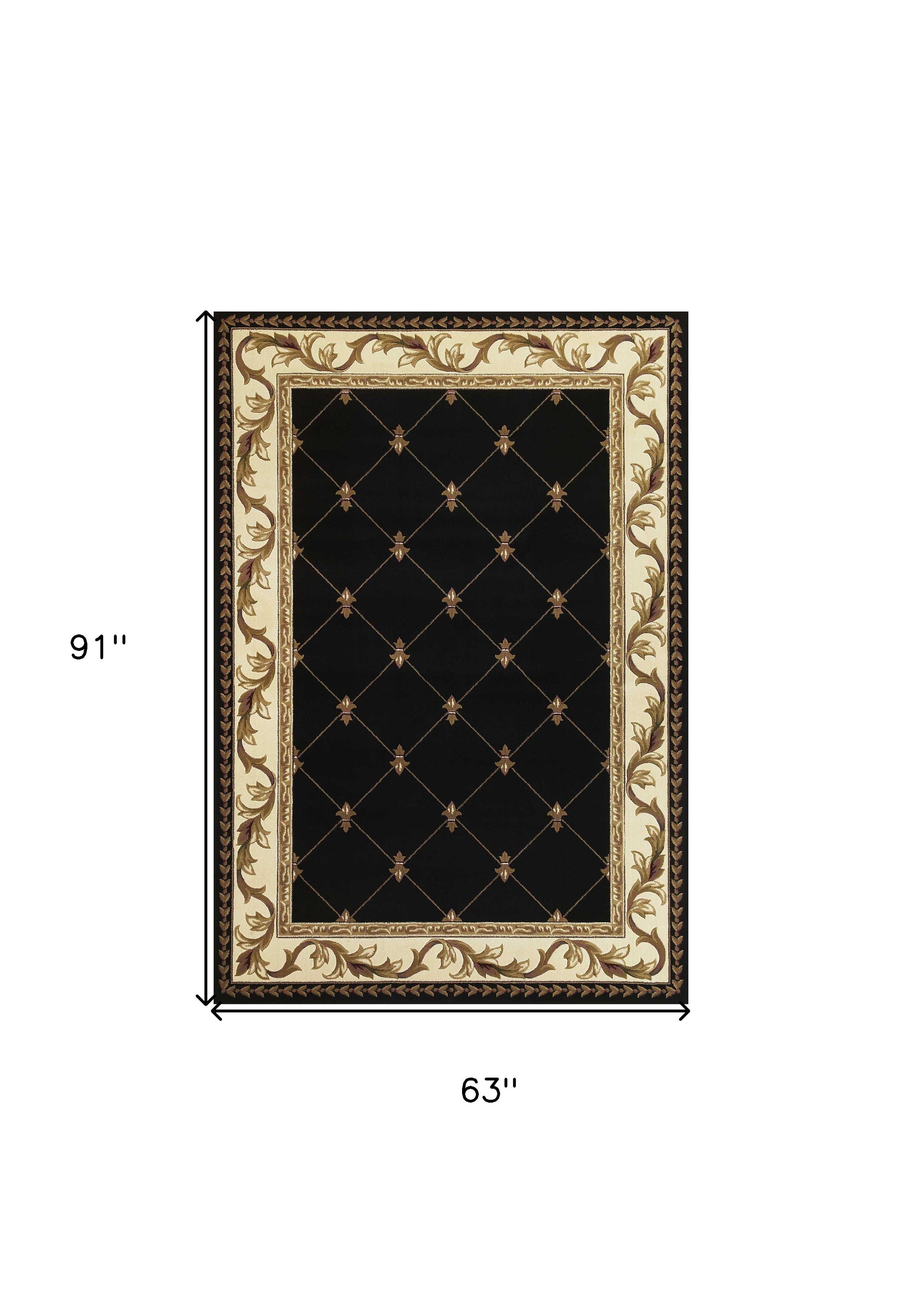 7' X 10'  Polypropylene Black Area Rug