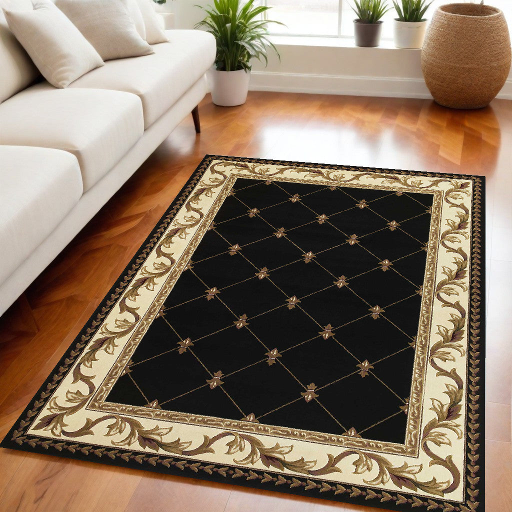 7' X 10'  Polypropylene Black Area Rug