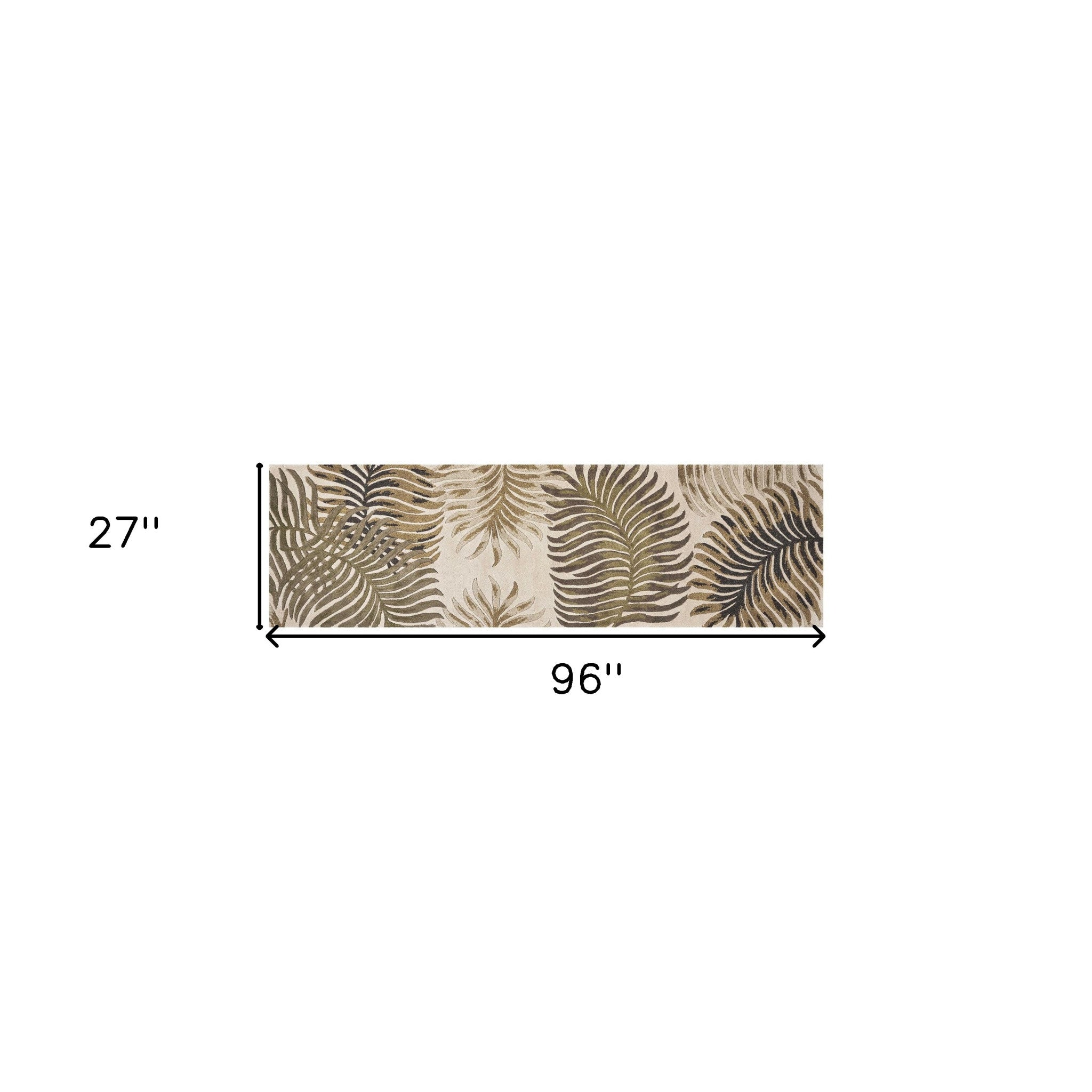 5'X8' Natural Beige Hand Tufted Tropical Leaves Indoor Area Rug