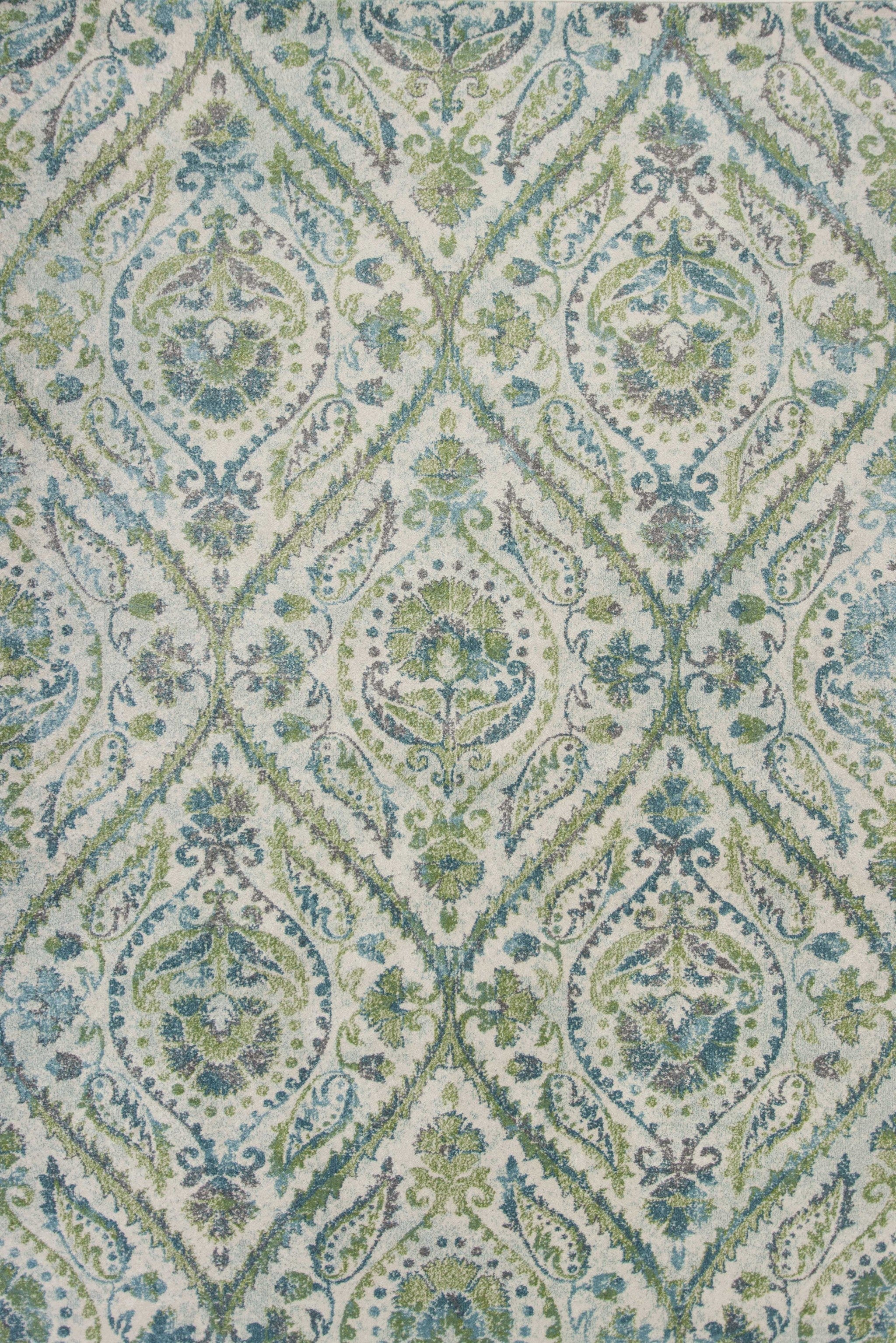 7' X 10'  Polypropylene Ivory Or Teal Area Rug