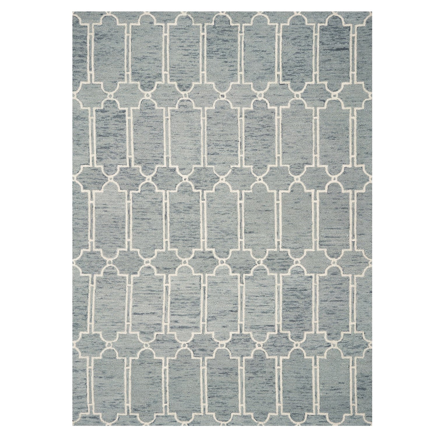 8'X10' Slate Blue Hand Tufted Geometric Indoor Area Rug