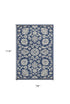 7' X 9' Denim Floral Vine Uv Treated Indoor Area Rug