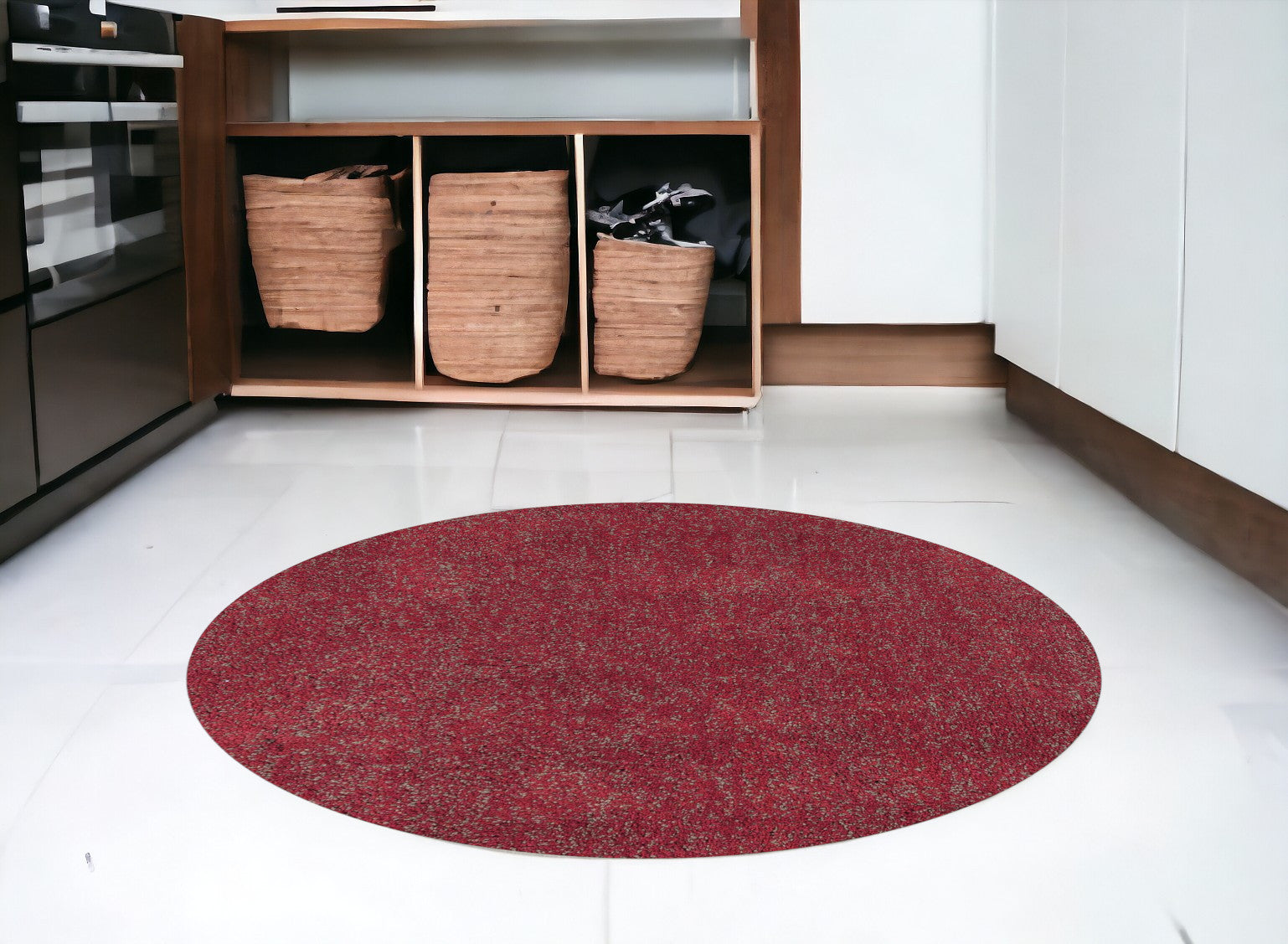 5' X 7' Red Heather Plain Indoor Area Rug