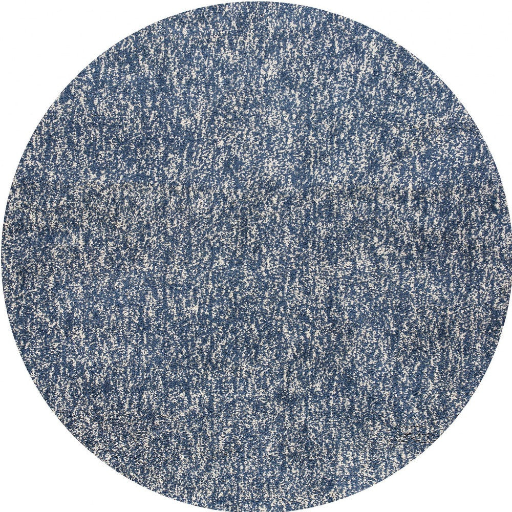 8' X 11'  'Indigo And Ivory Heather Shag Area Rug