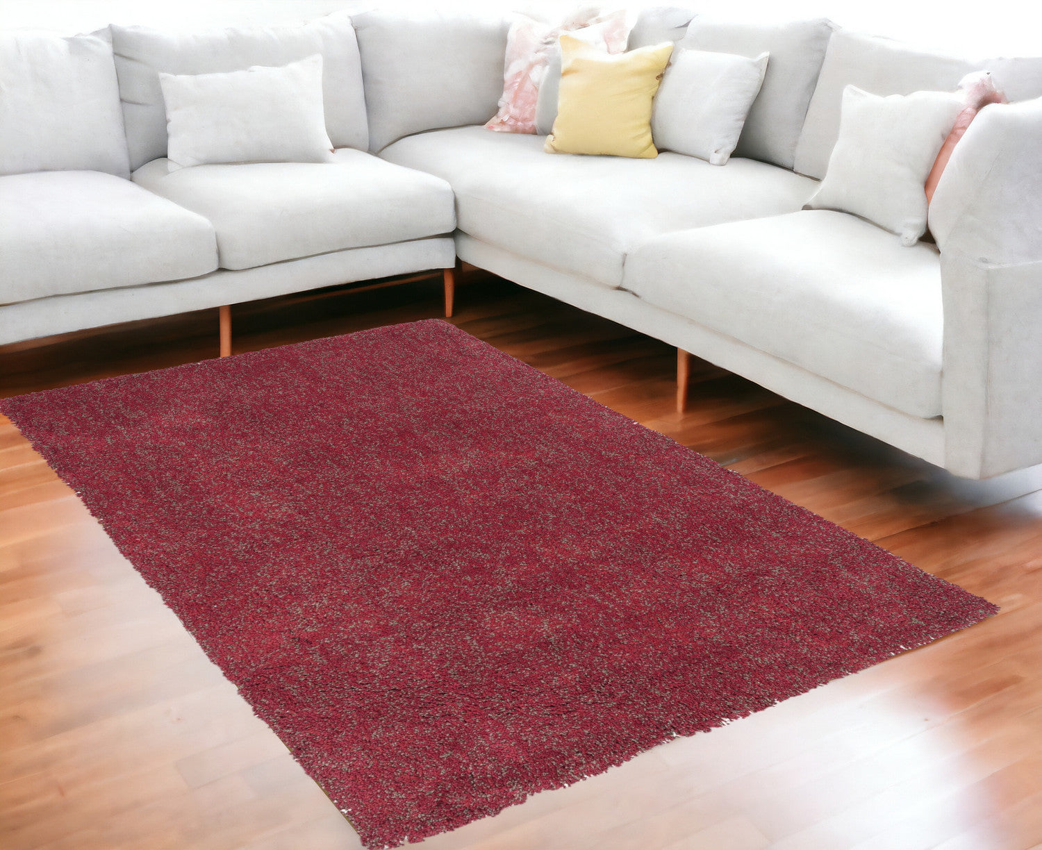 5' X 7' Red Heather Plain Indoor Area Rug