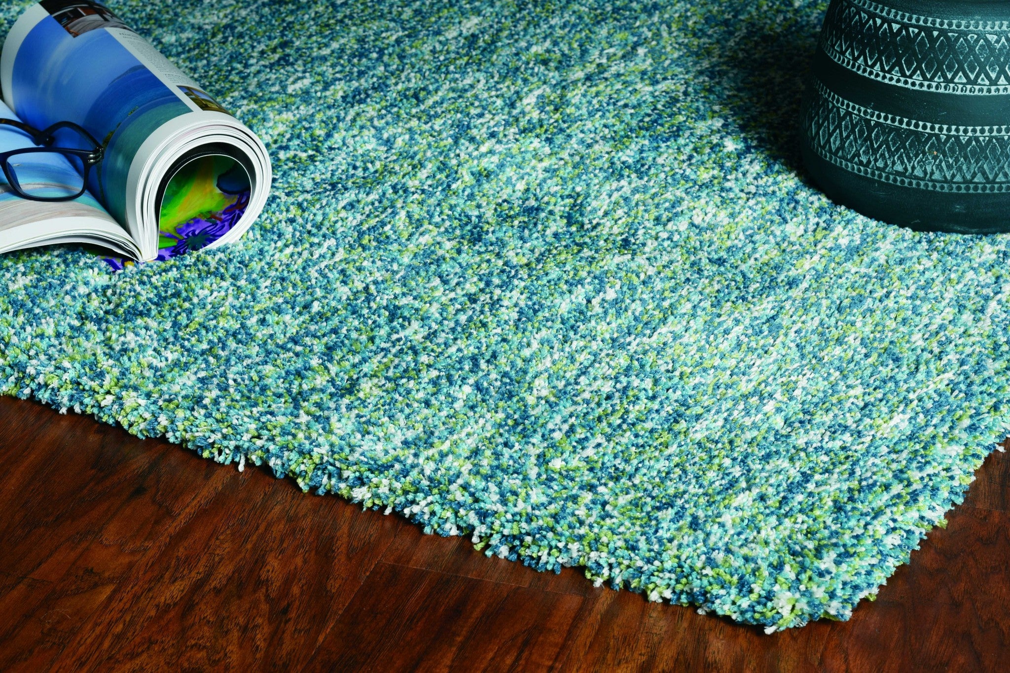 6' Seafoam Heather Round Indoor Shag Rug