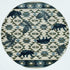 7' Round Ivory Or Blue Geometric Lodge Pattern Indoor Area Rug