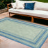 8'X11' Grey Denim Machine Woven Uv Treated Bordered Indoor Outdoor Area Rug