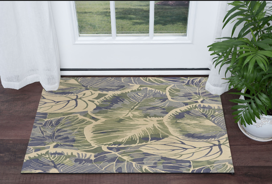 5'X8' Blue Green Hand Tufted Caladium Indoor Area Rug