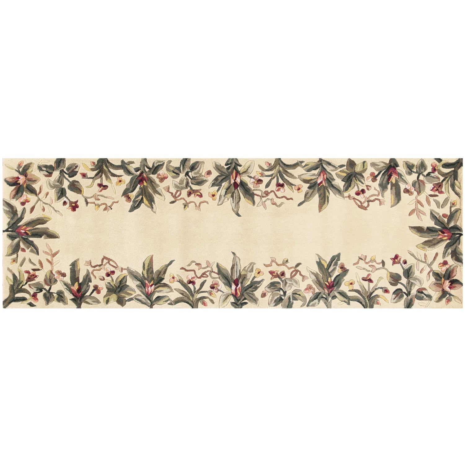 9' X 13' Ivory Wool Floral Hand Tufted Area Rug