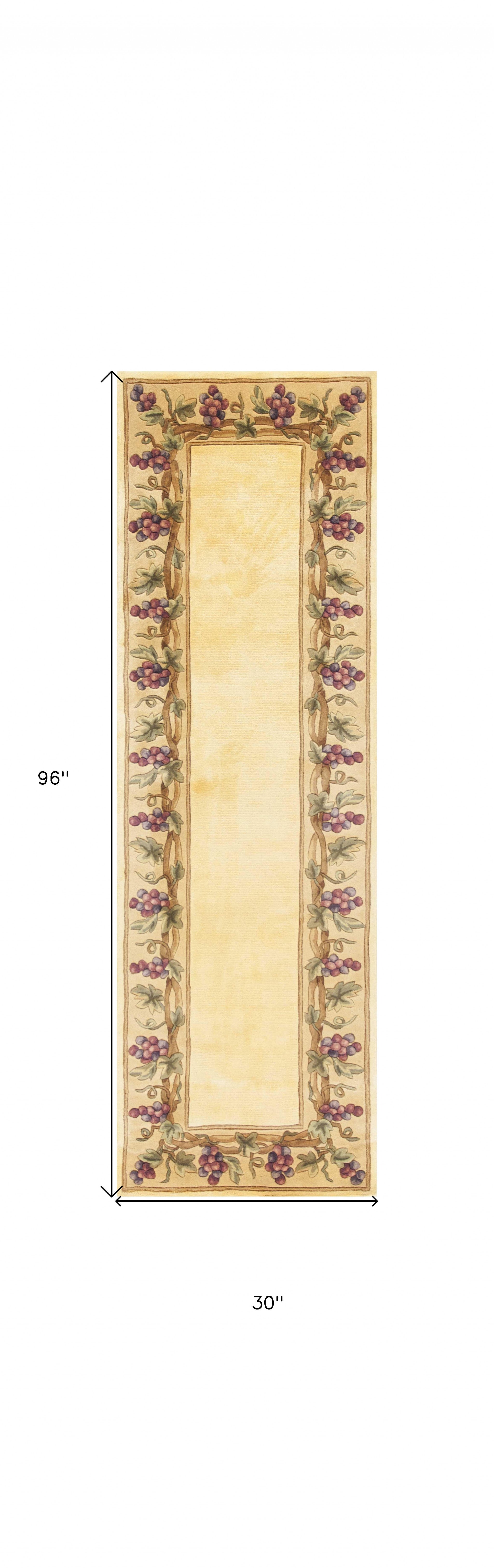 9' X 13' Ivory Wool Floral Hand Tufted Area Rug