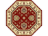 Red And Ivory Octagon Floral Vines Area Rug