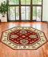 Red And Ivory Octagon Floral Vines Area Rug