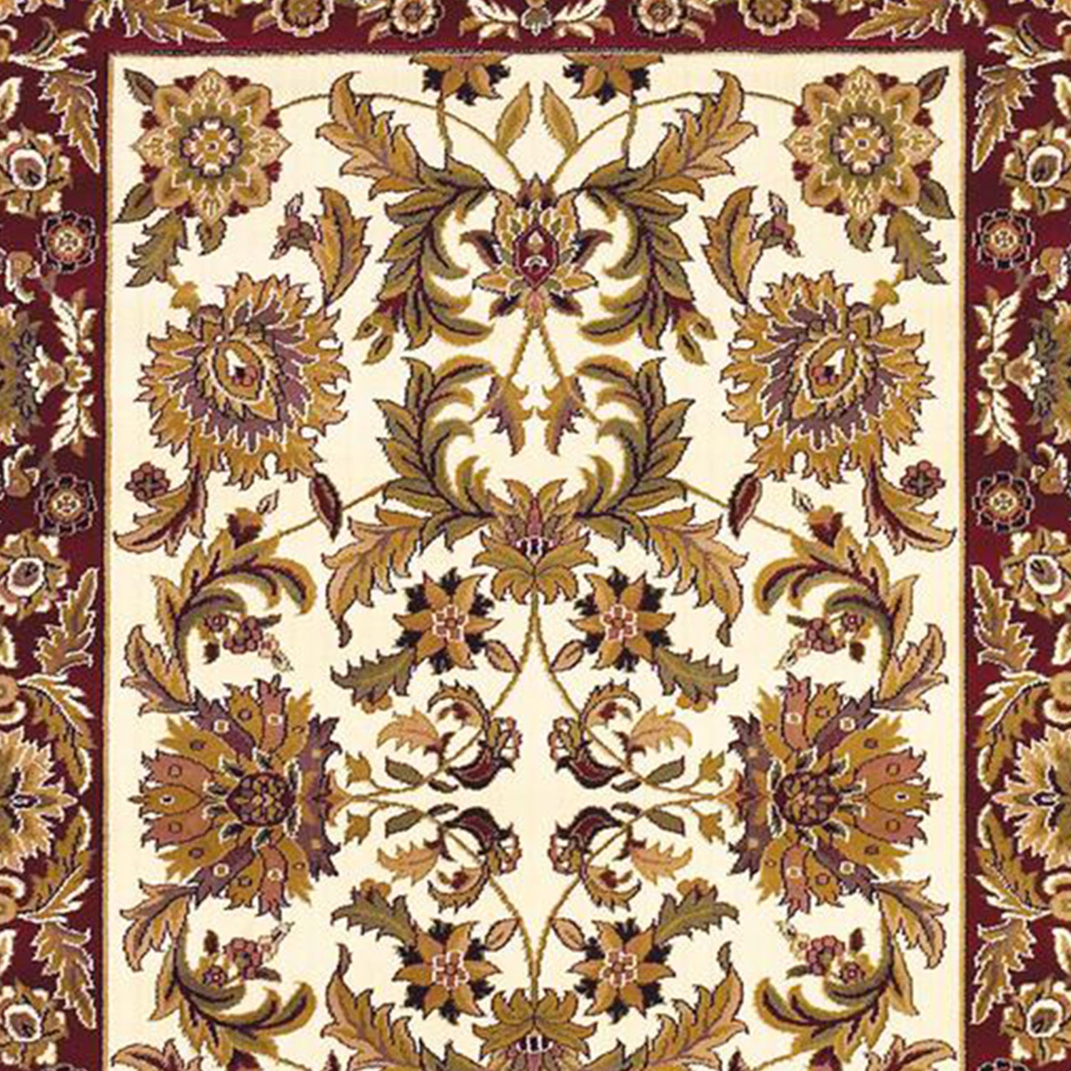 5'X8' Ivory Red Machine Woven Floral Traditional Indoor Area Rug