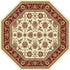 8' Ivory And Red Octagon Floral Vines Area Rug