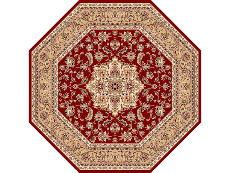 8' Red And Beige Area Rug