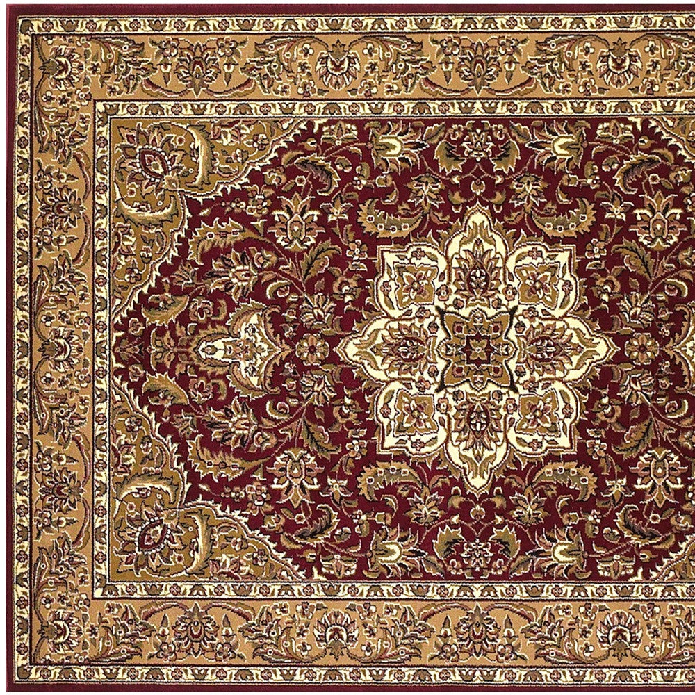 8' Red And Beige Area Rug