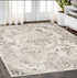 8'X10' Grey Machine Woven Distressed Floral Traditional Indoor Area Rug