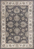 8' Gray And Ivory Round Floral Area Rug