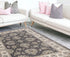 8' Gray And Ivory Round Floral Area Rug