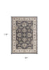 8' Gray And Ivory Round Floral Area Rug