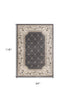 8' Grey Ivory Bordered Floral Indoor Runner Rug