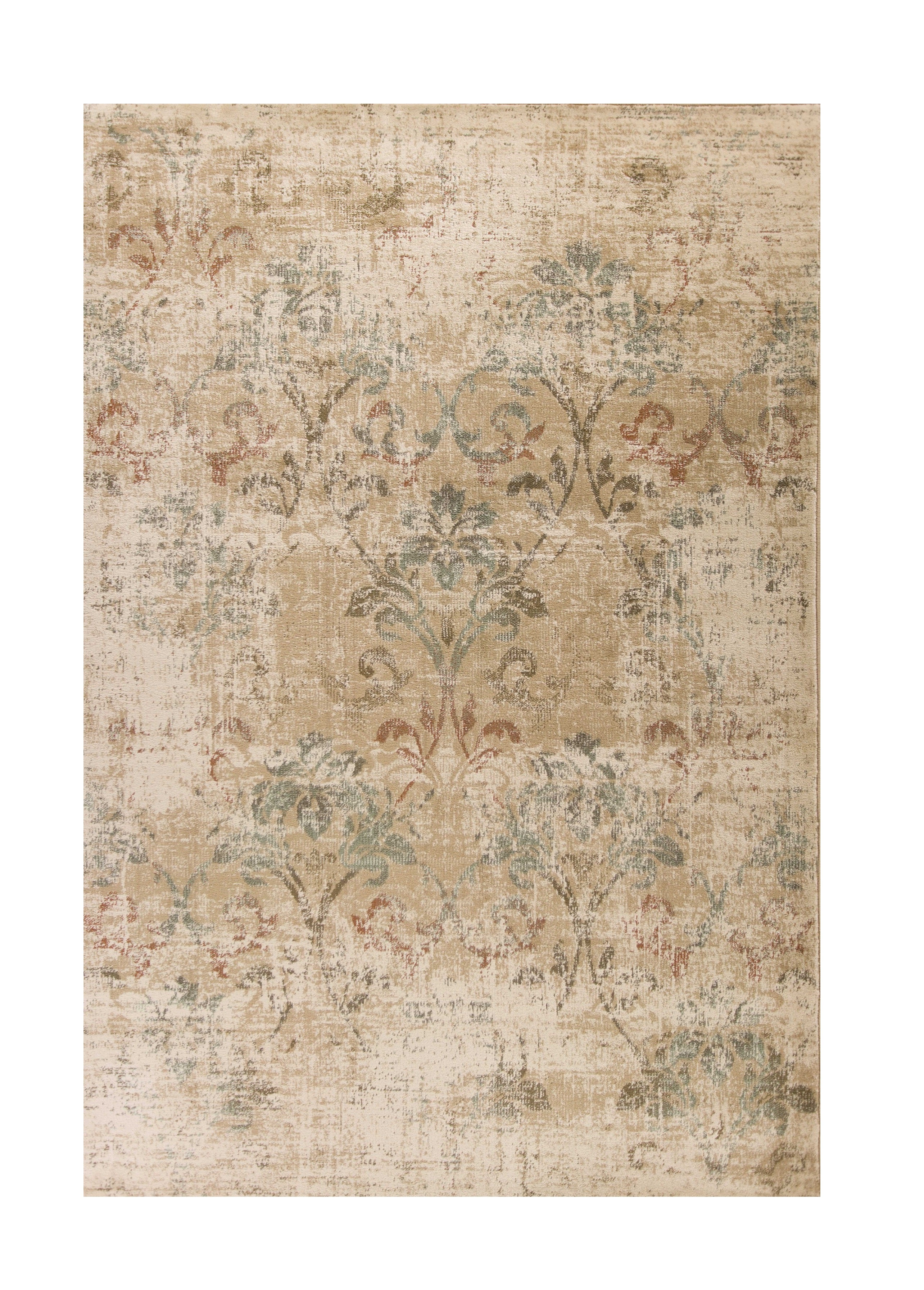 8'X11' Champagne Beige Machine Woven Damask Indoor Area Rug