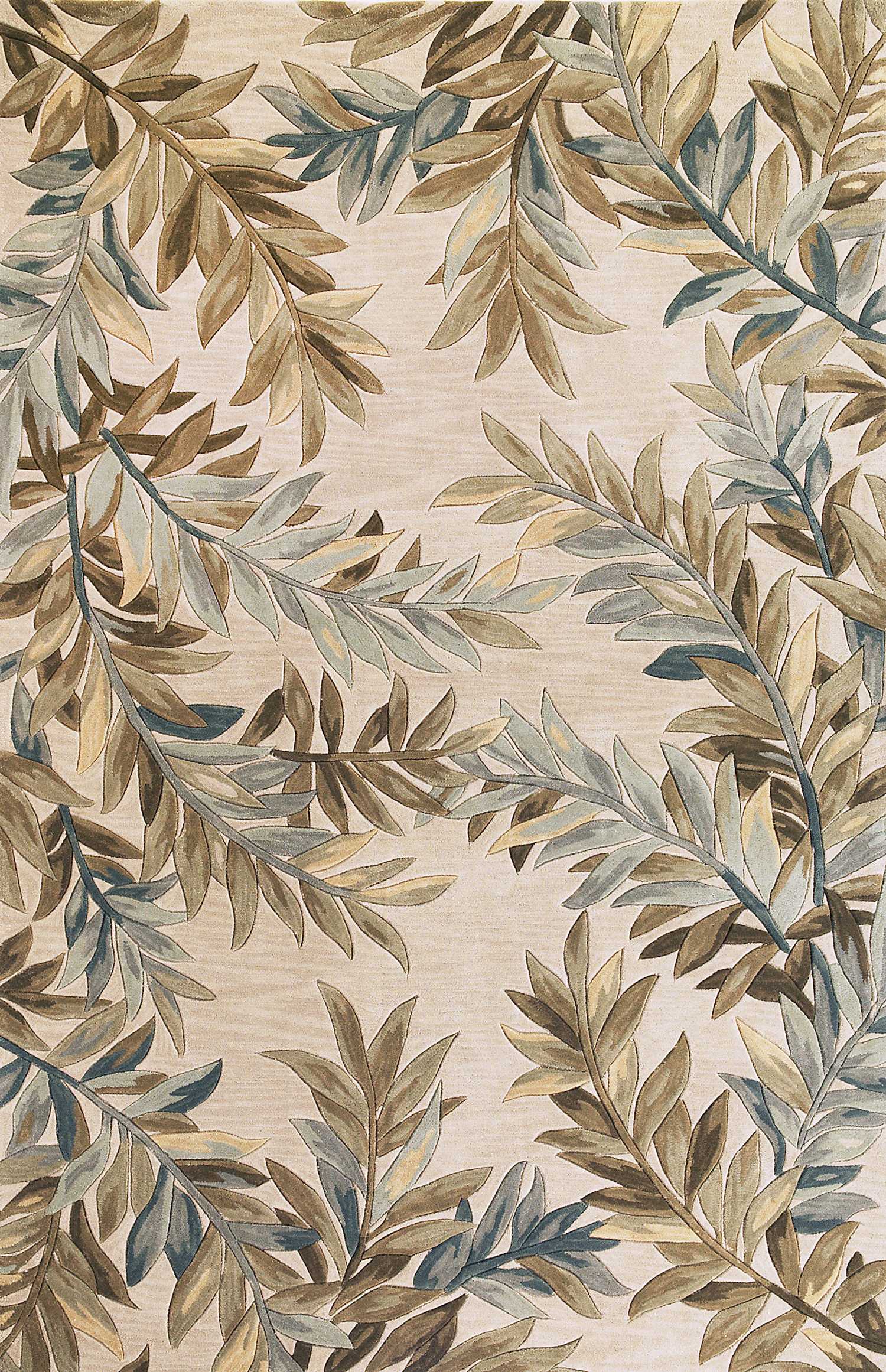 5'X8' Ivory Hand Tufted Pinnate Fronds Indoor Area Rug