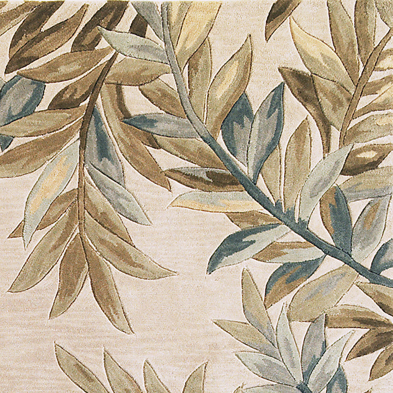 5'X8' Ivory Hand Tufted Pinnate Fronds Indoor Area Rug