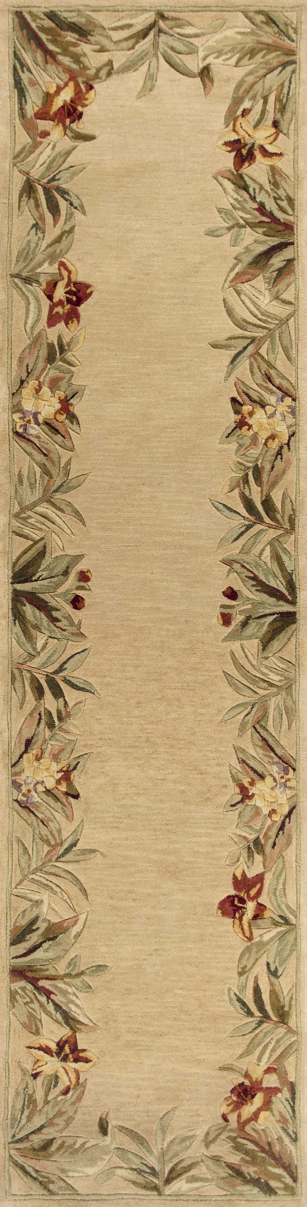 8' X 11'  Wool Ivory Tropical Greenery Area Rug