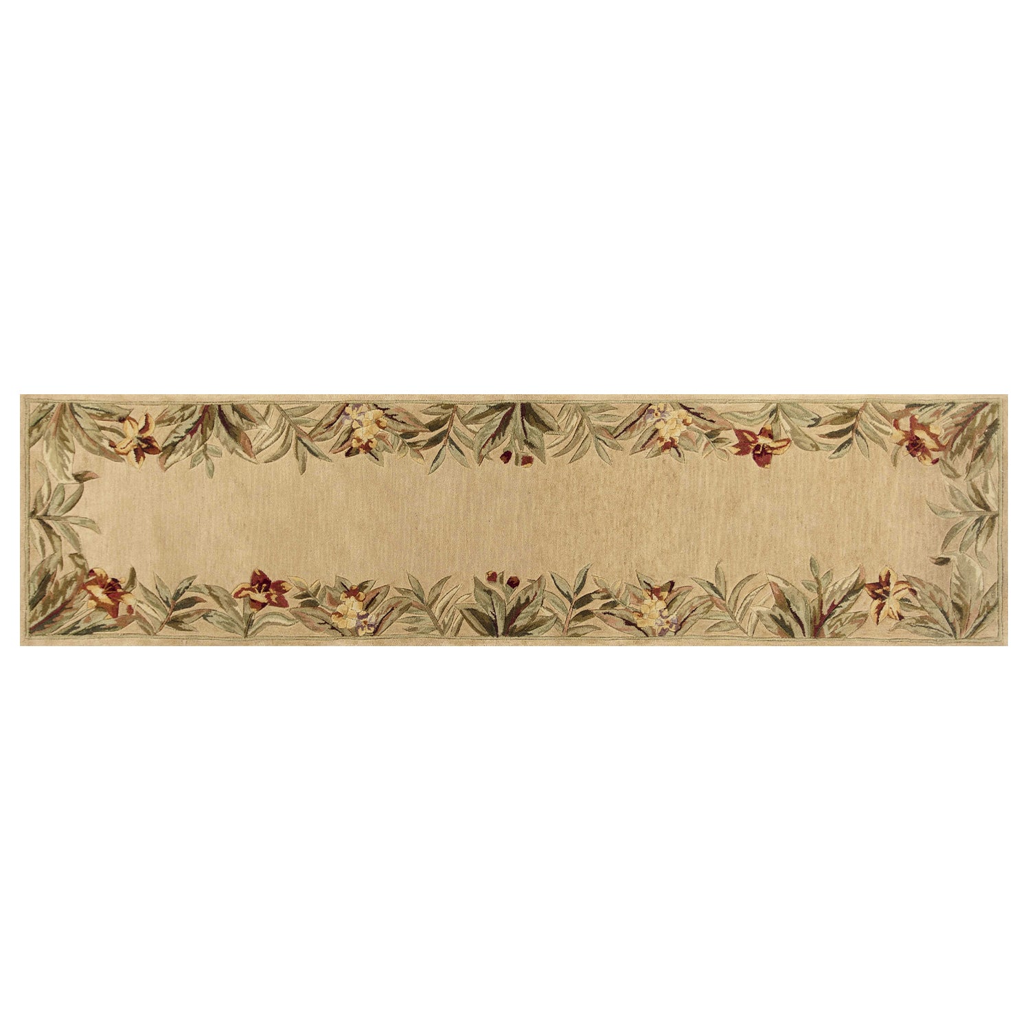 8' X 11'  Wool Ivory Tropical Greenery Area Rug