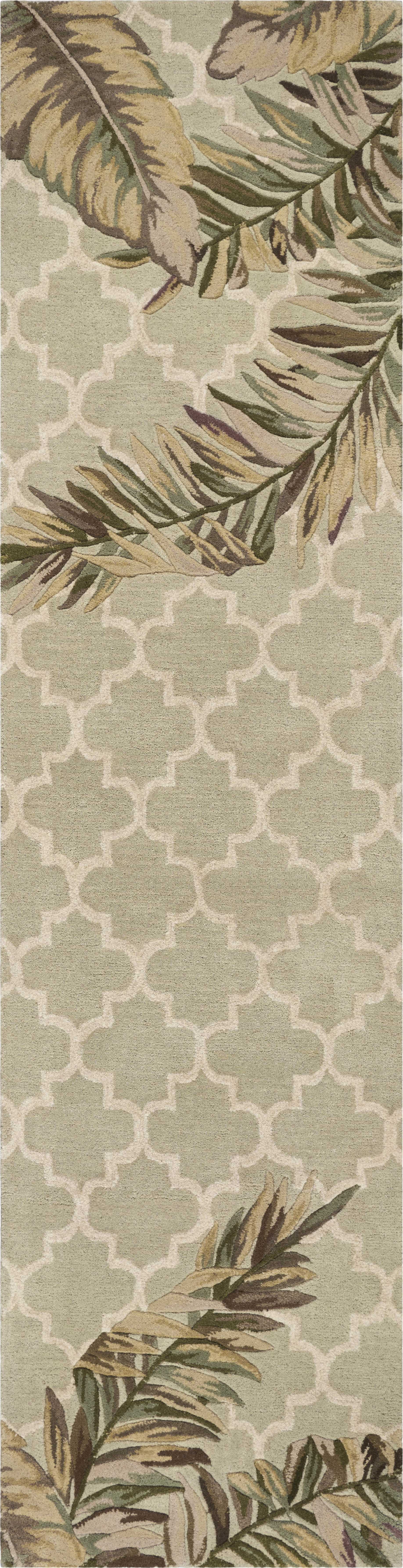 4'X6' Sage Green Hand Tufted Tropical Quatrefoil Indoor Area Rug