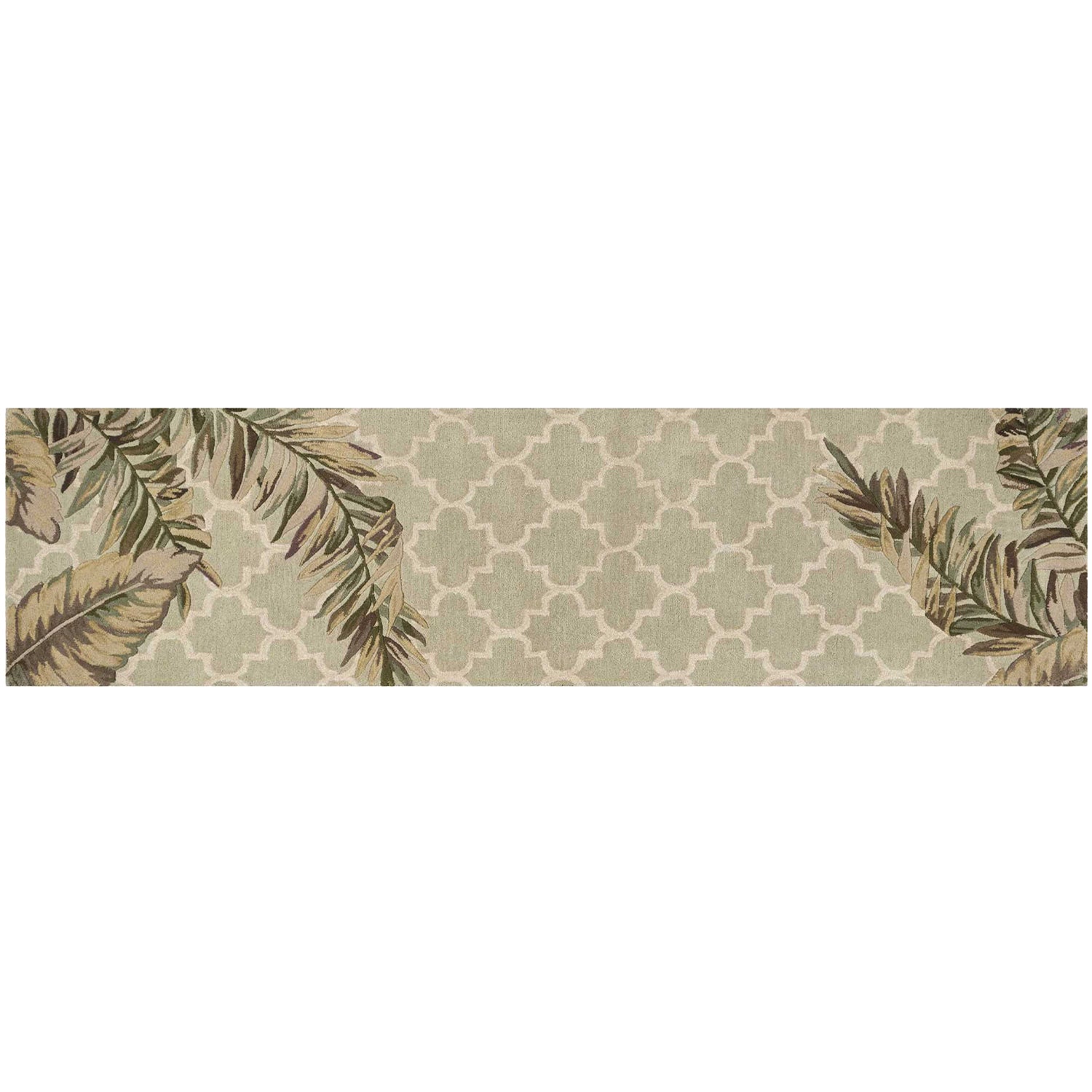 4'X6' Sage Green Hand Tufted Tropical Quatrefoil Indoor Area Rug