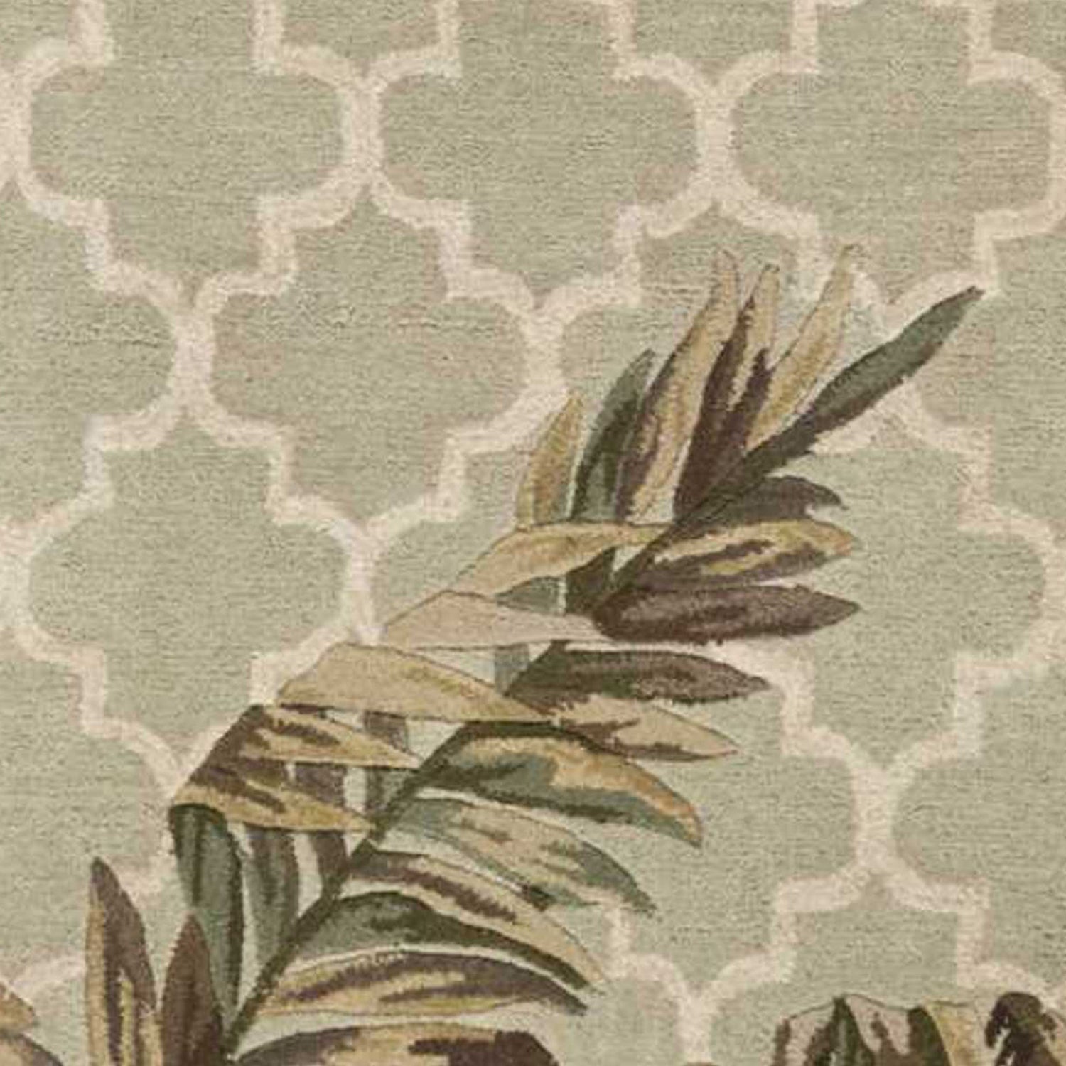 4'X6' Sage Green Hand Tufted Tropical Quatrefoil Indoor Area Rug