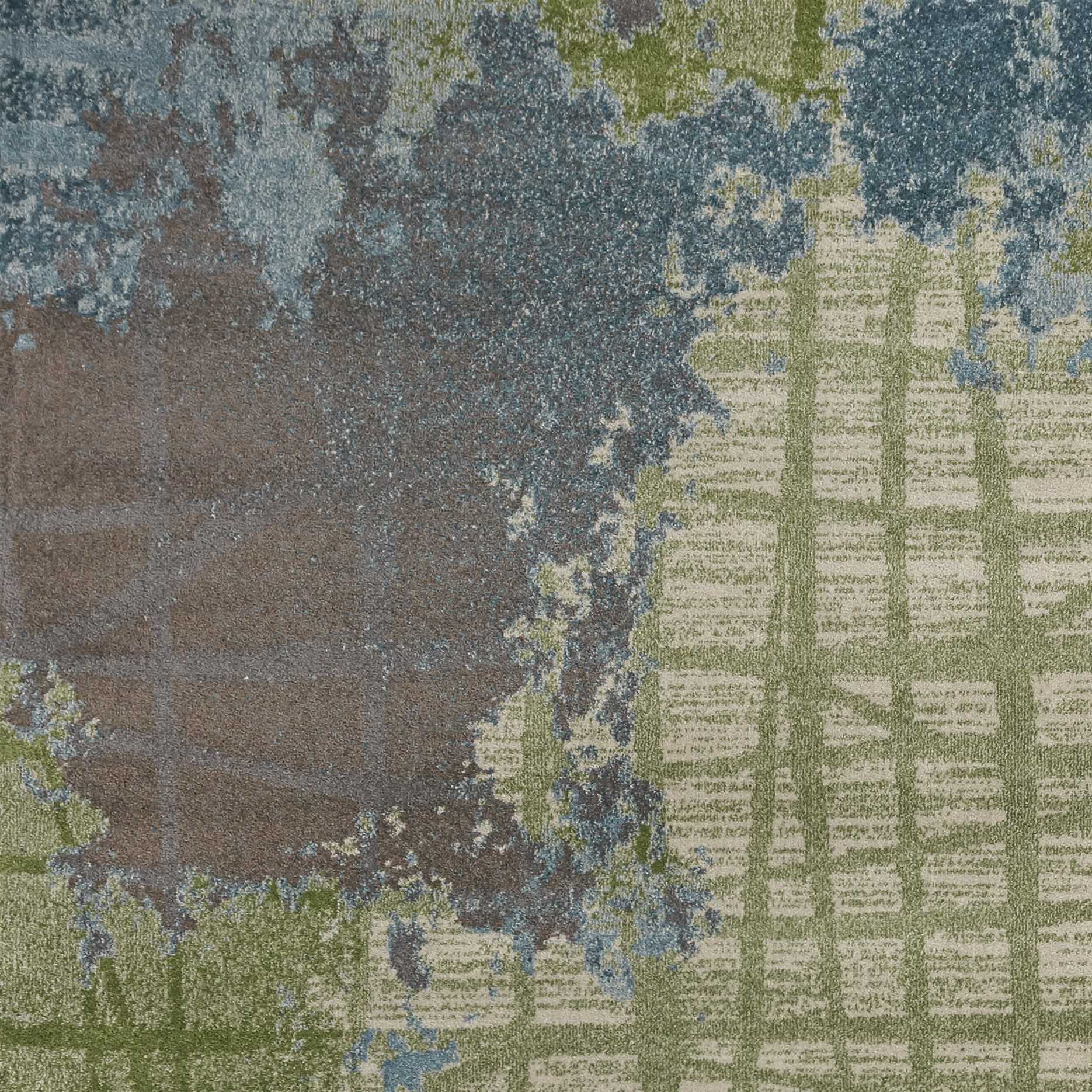 8'X11' Green Blue Machine Woven Abstract Indoor Area Rug