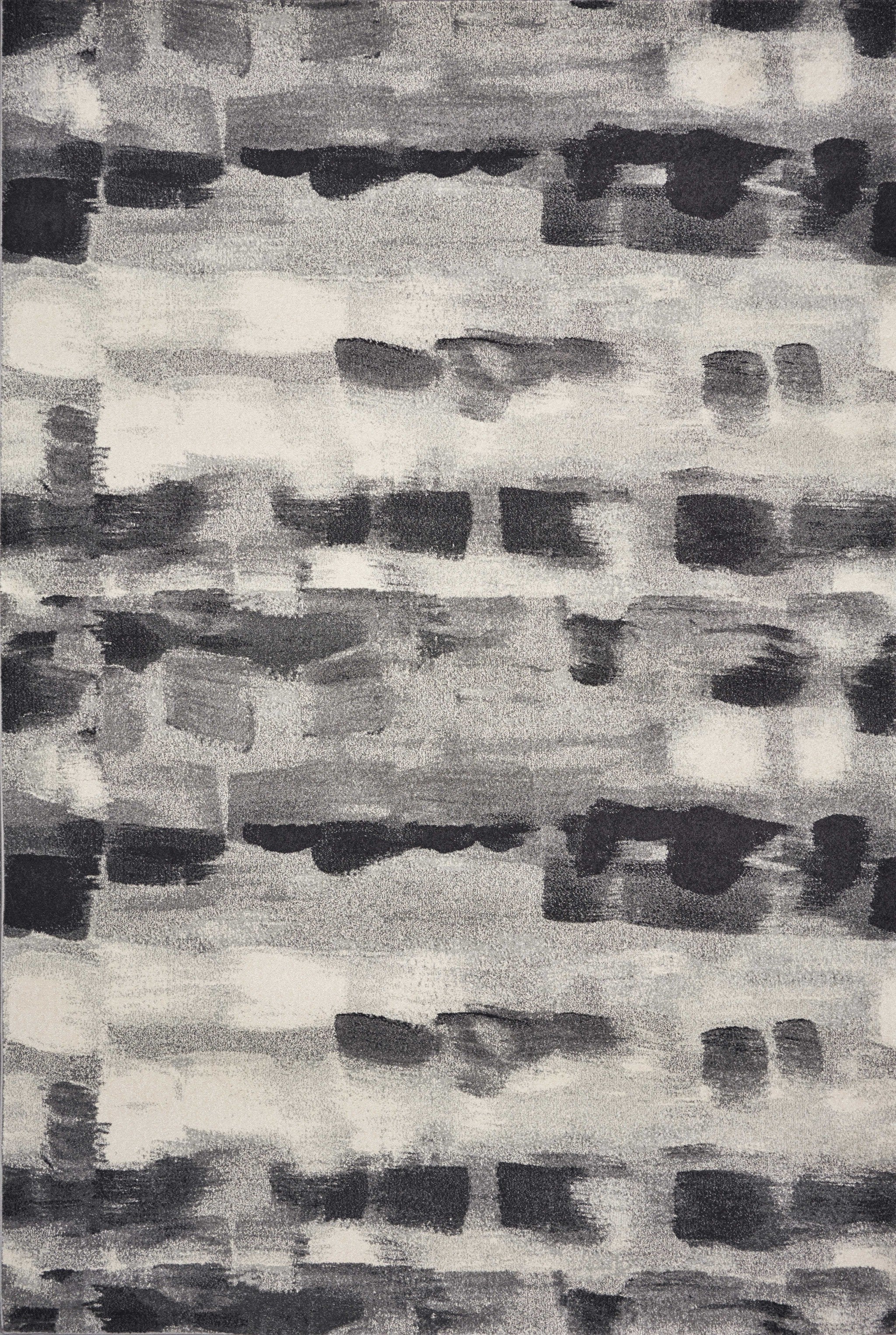 10'X13' Shades Of Grey Machine Woven Abstract Brushstroke Indoor Area Rug