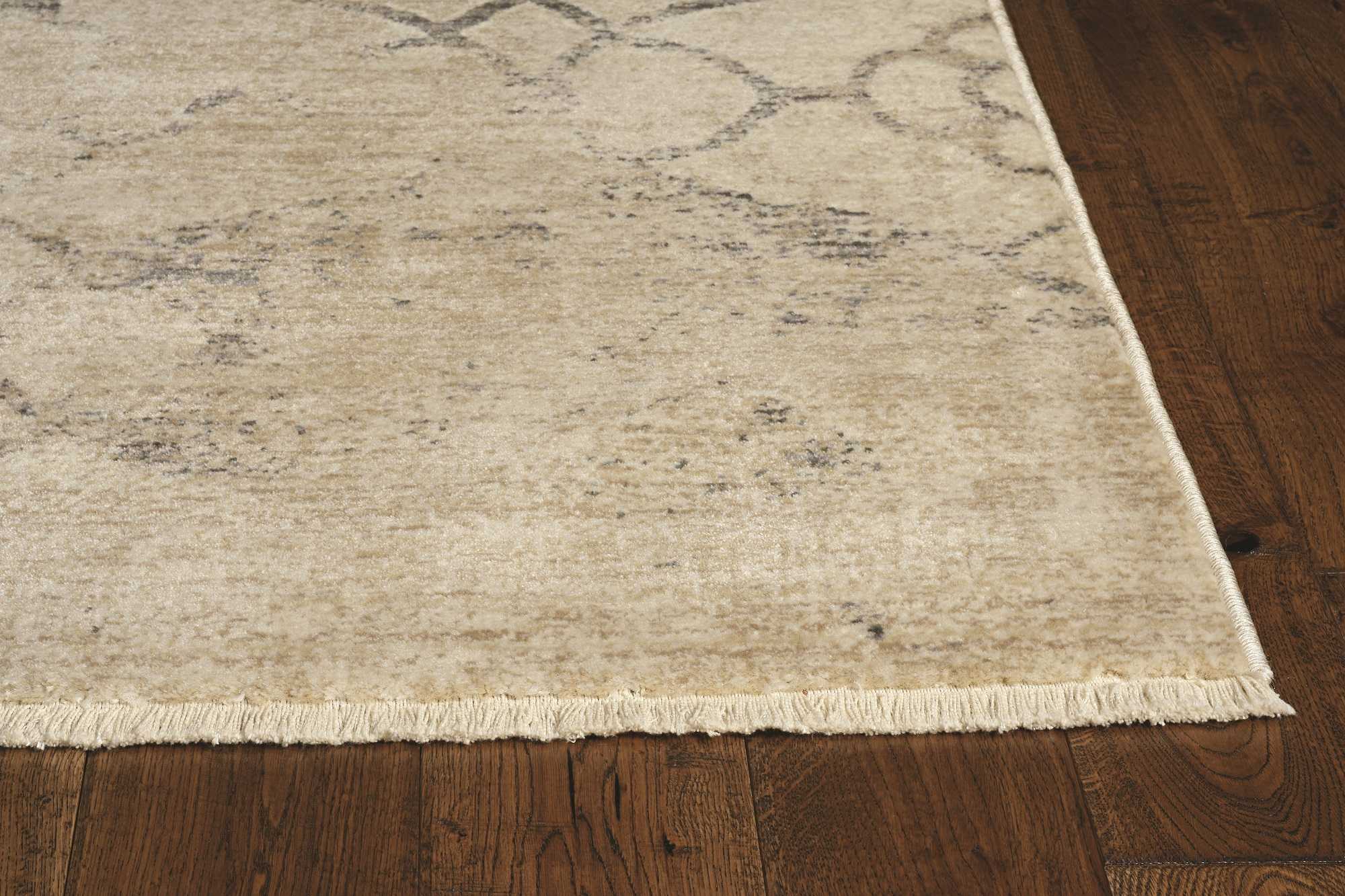 5'X8' Sand Beige Hand Hooked Oversized Floral Indoor Area Rug