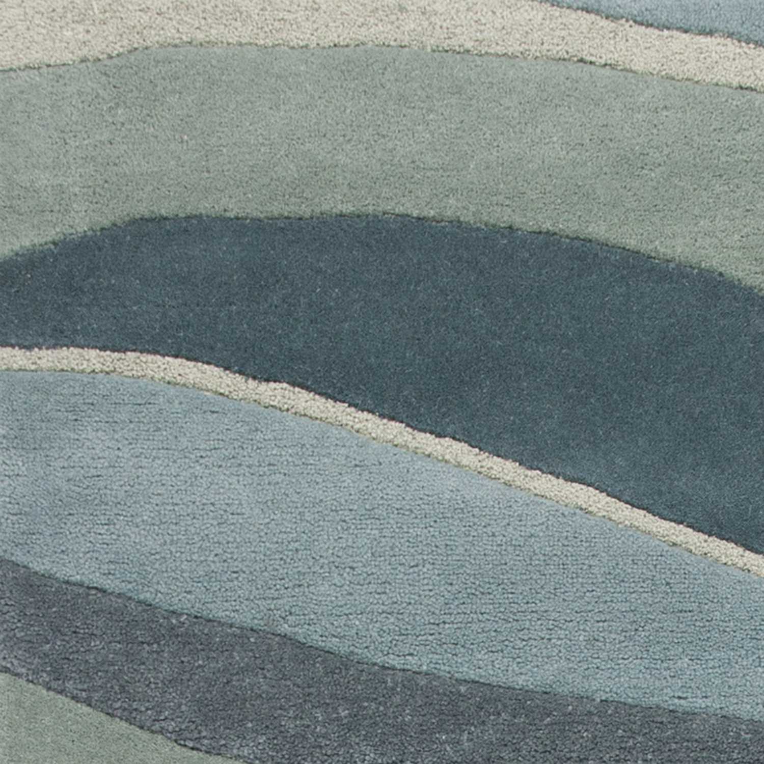 5'X8' Ocean Blue Teal Hand Tufted Abstract Waves Indoor Area Rug