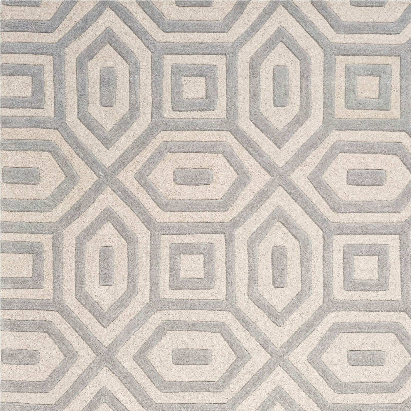 3'X5' Grey Hand Tufted Geometric Indoor Area Rug