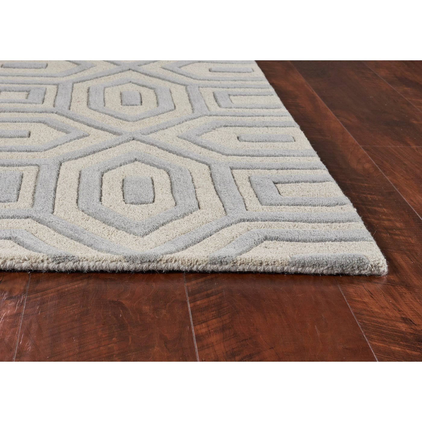 3'X5' Grey Hand Tufted Geometric Indoor Area Rug