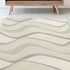 2' X 7' Ivory Abstract Waves Wool Runner Rug