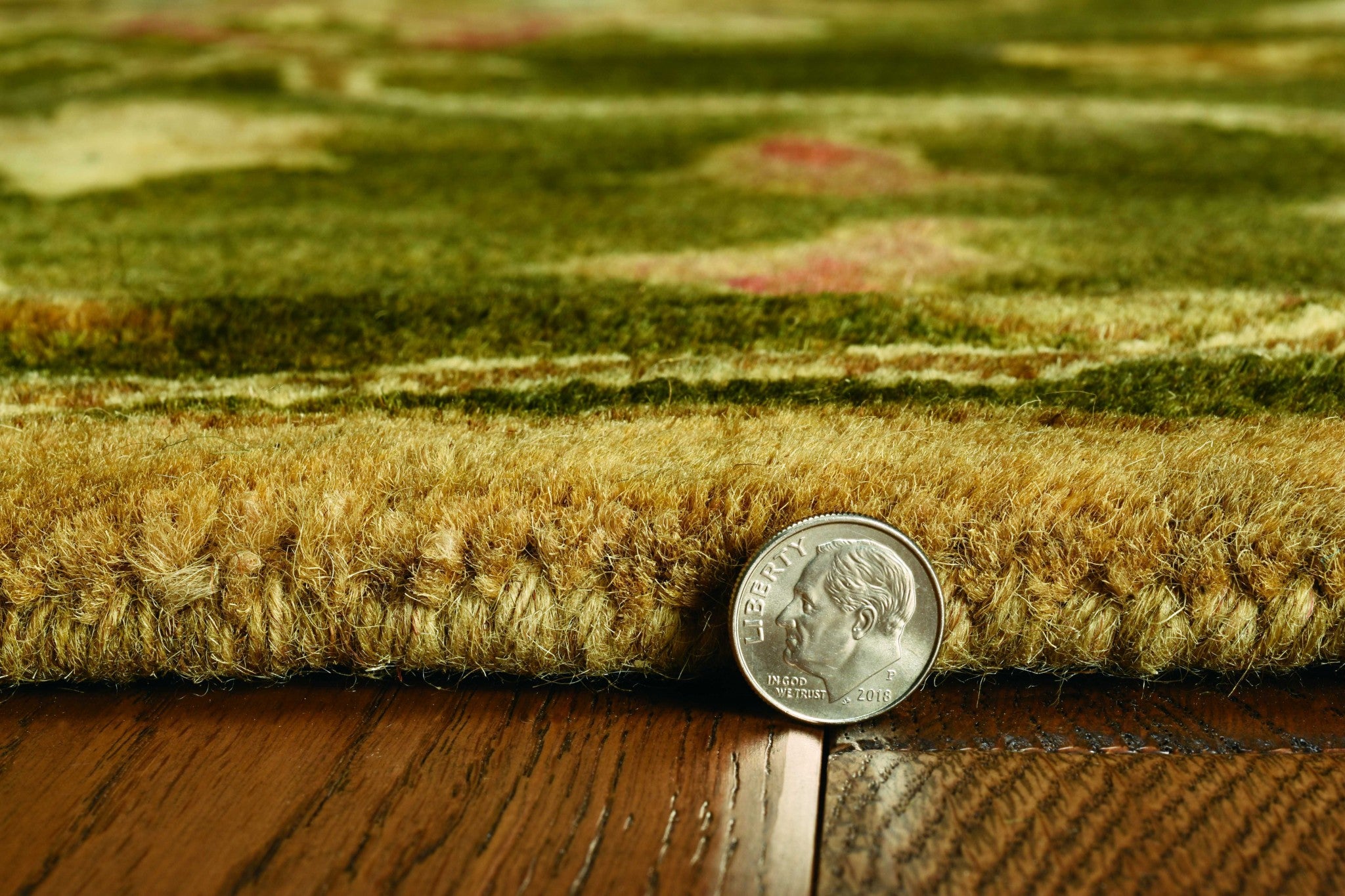 8' x 11' Green and Ivory Wool Floral Handmade Area Rug