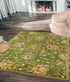 8' x 11' Green and Ivory Wool Floral Handmade Area Rug