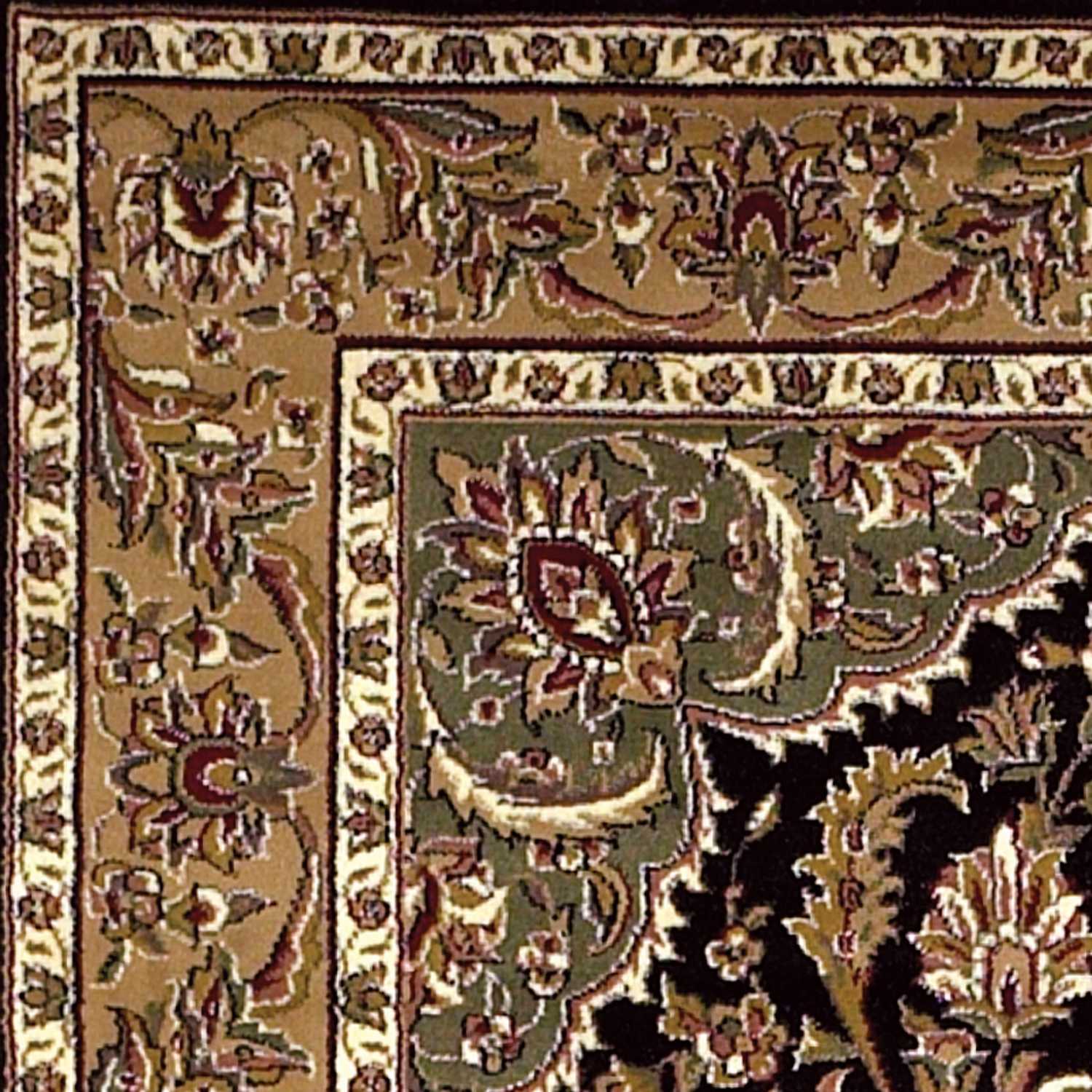 2' X 3' Beige And Black Floral Medallion Area Rug